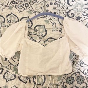 Small to medium puff sleeve lace up cottage core top